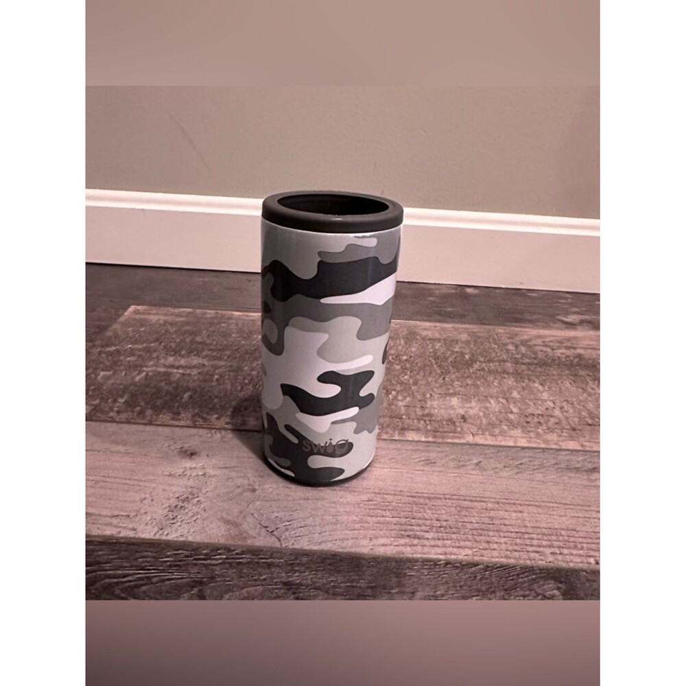 Swig Camo Can Insulator Cooler - Gray Camo; Slim Can